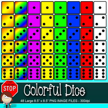 Dice bright graphics . Math clipart colorful