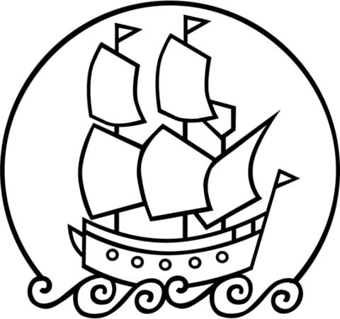 Mayflower clipart black and white. The ship coloring page