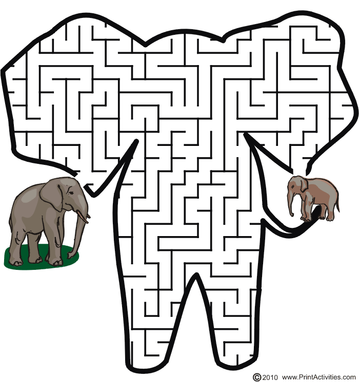 maze clipart elephant