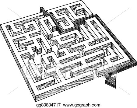 Maze clipart labyrinth. Vector art or solved