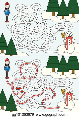 maze clipart snowman