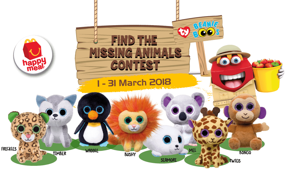 Find the missing animals. Mcdonalds clipart mascot