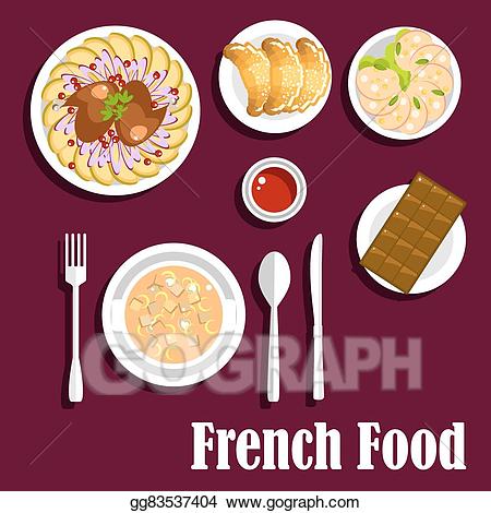 Meal clipart bar food. Vector art french cuisine