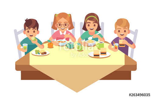 Kids eat together children. Meal clipart cafe food