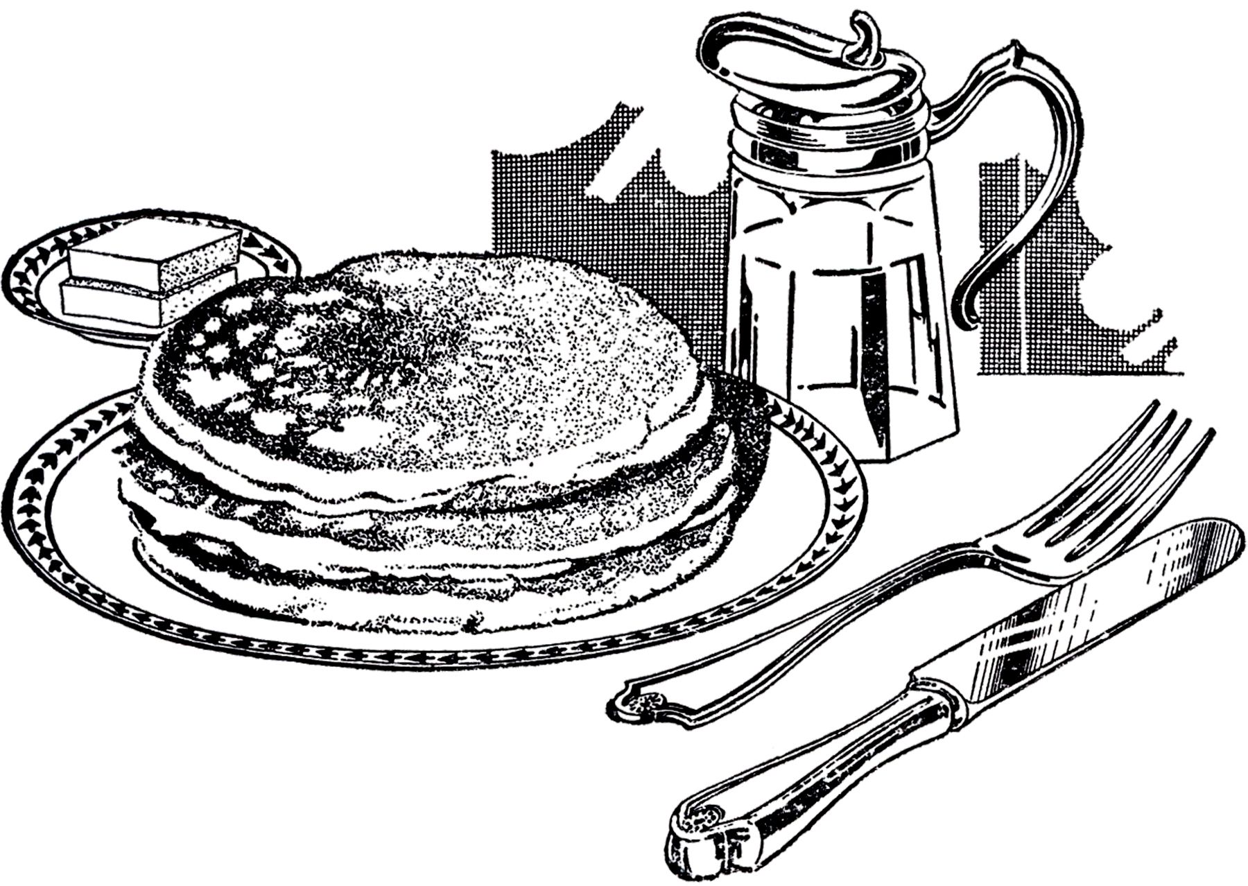 pancakes clipart vintage