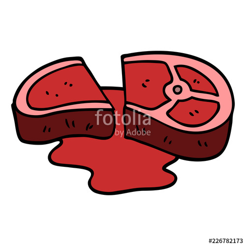 Cartoon doodle steak stock. Meat clipart rare meat