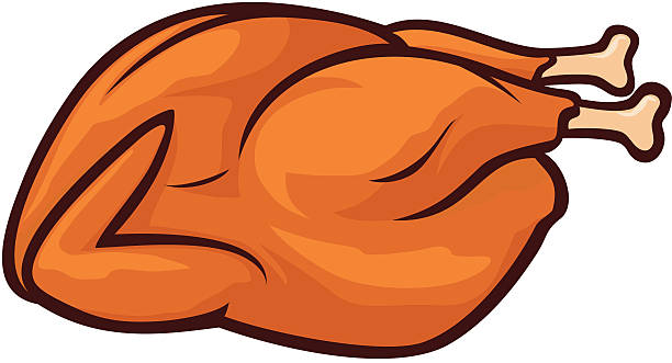 Roast turkey food station. Meat clipart whole