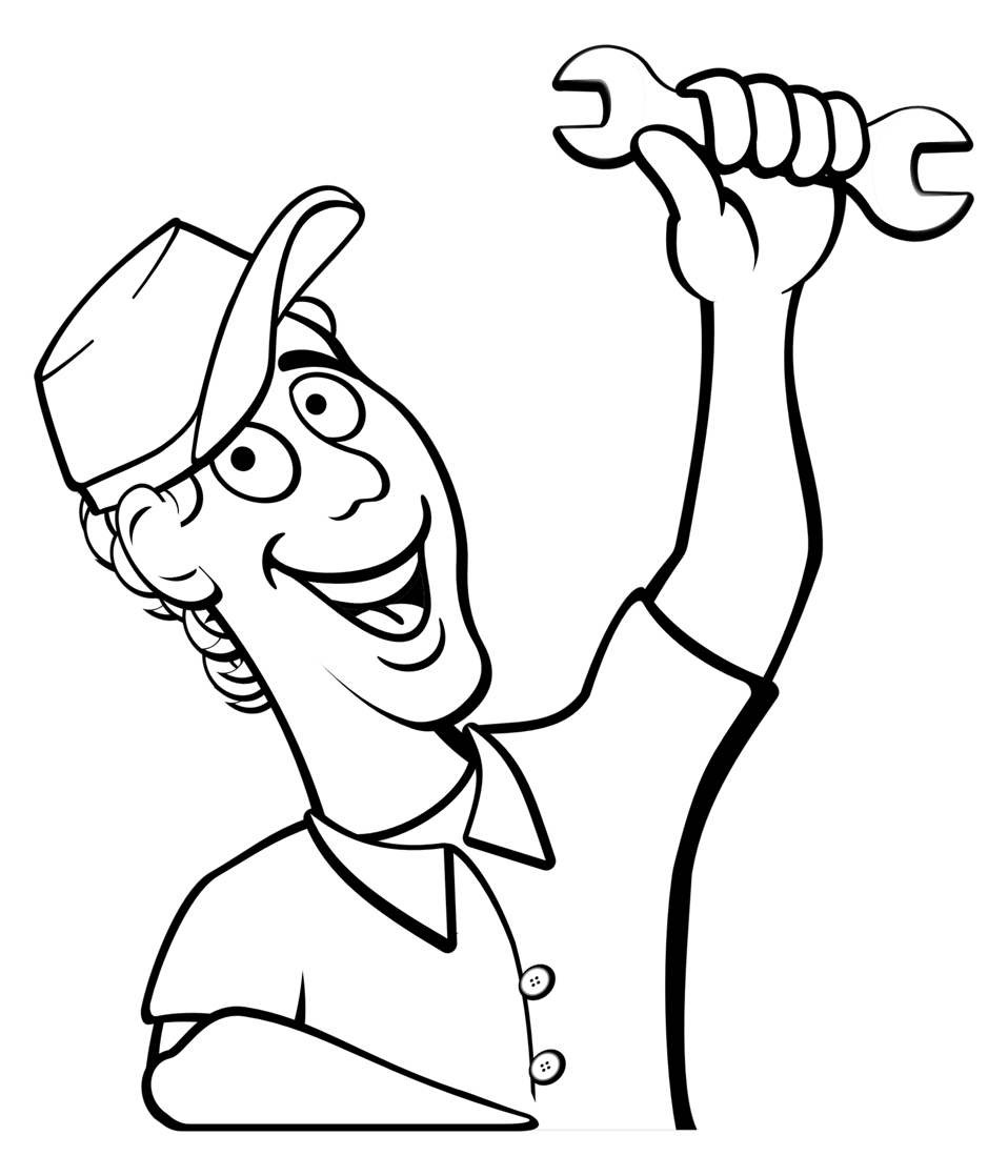 mechanic clipart black and white