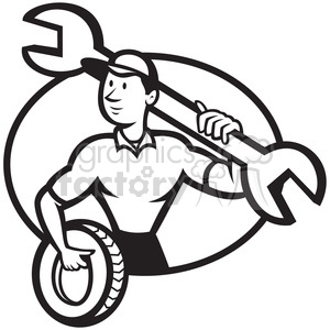 mechanic clipart black and white