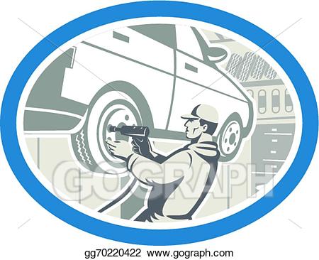 Mechanic clipart tyre repair. Vector stock changing car