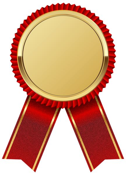 Gold medal with red. Ribbon png images