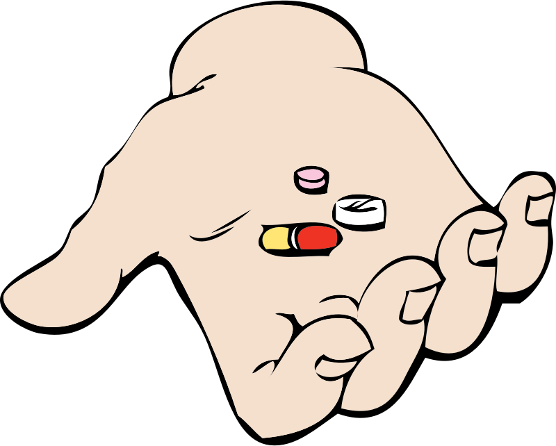 Medical clipart animated. Hand and pills medium
