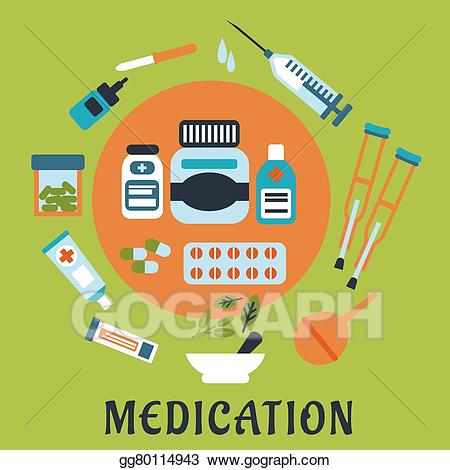 Vector art icons with. Medication clipart