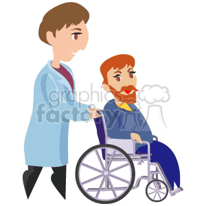 A doctor wheeling sick. Medicine clipart medicine man