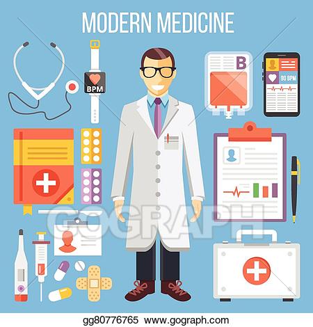 Eps illustration flat icons. Medicine clipart modern medicine