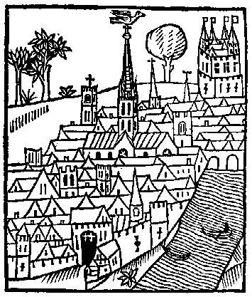 Medieval clipart medieval town. Woodcuts collection view of