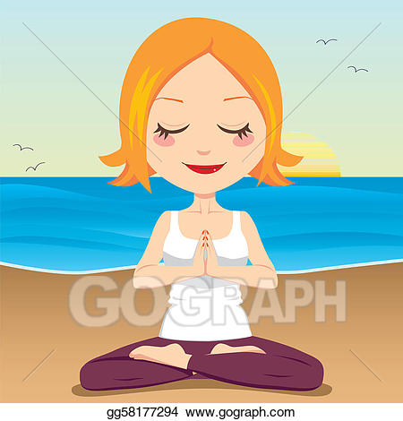 Meditation clipart beach. Vector stock ocean illustration
