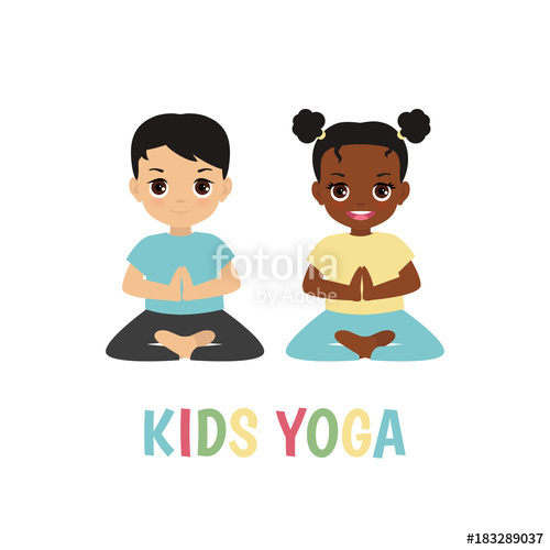 Children yoga logo stock. Meditation clipart childrens