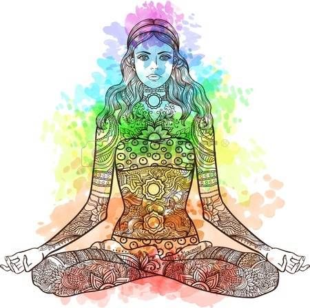Meditation clipart female yoga. Third chakra woman sitting