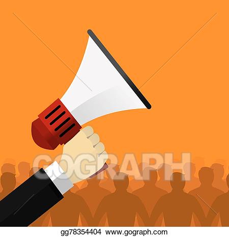 Megaphone clipart hand holding. Vector stock illustration 
