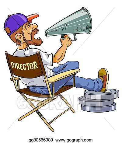 Megaphone clipart movie. Stock illustration director drawing
