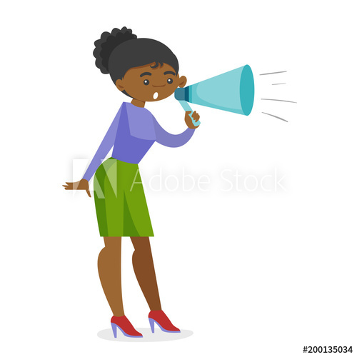 African american woman shouting. Megaphone clipart protest
