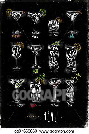 Menu clipart cocktail menu. Stock illustration color graphic