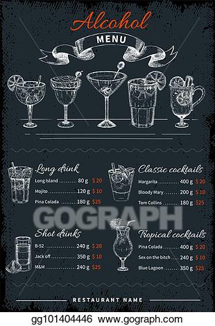 Eps illustration alcoholic drinks. Menu clipart cocktail menu