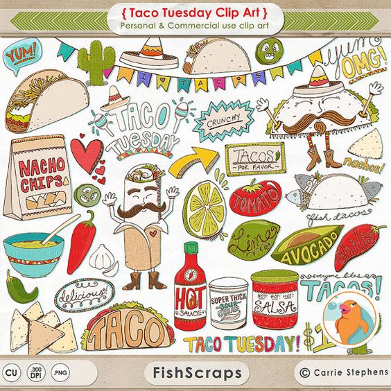 Taco tuesday clip art. Nacho clipart fiesta spanish