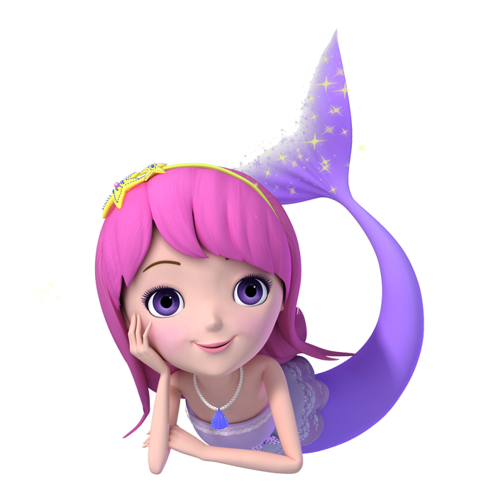 Mermaid clipart animation. The little cartoon purple