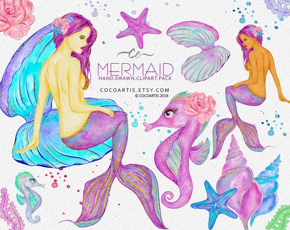 mermaid clipart aqua