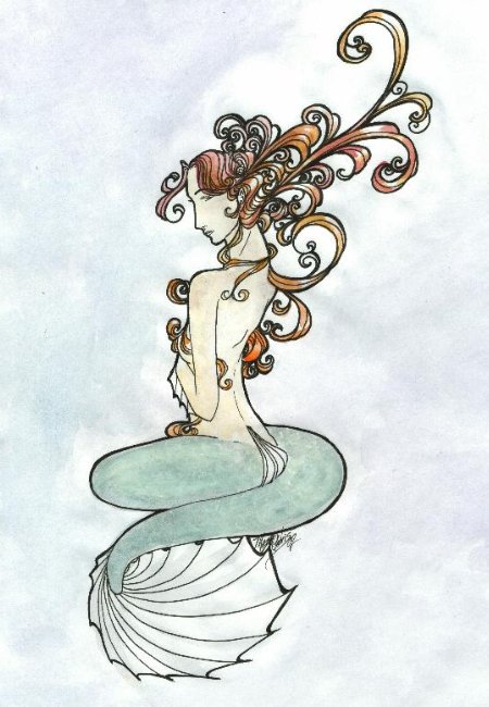 mermaid clipart art nouveau