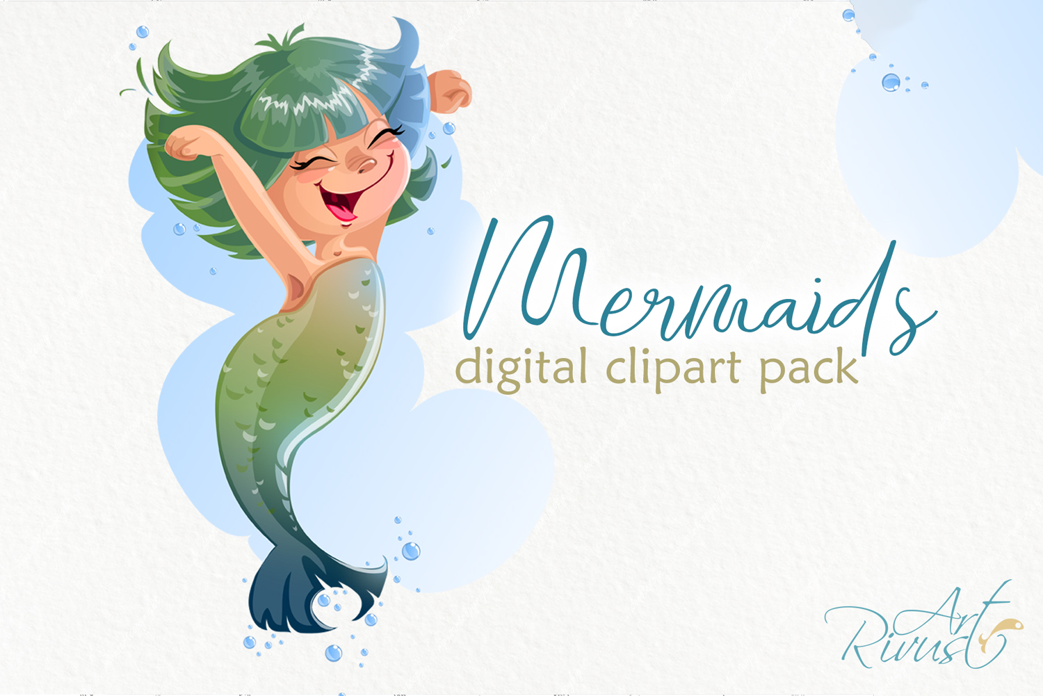 Cute mermaids pack watercolor. Mermaid clipart baby shower