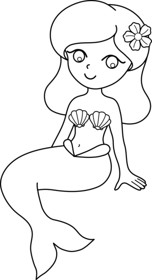 Mermaid clipart black and white. Free 
