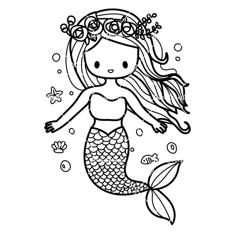 Mermaid clipart colour. Line drawing at paintingvalley