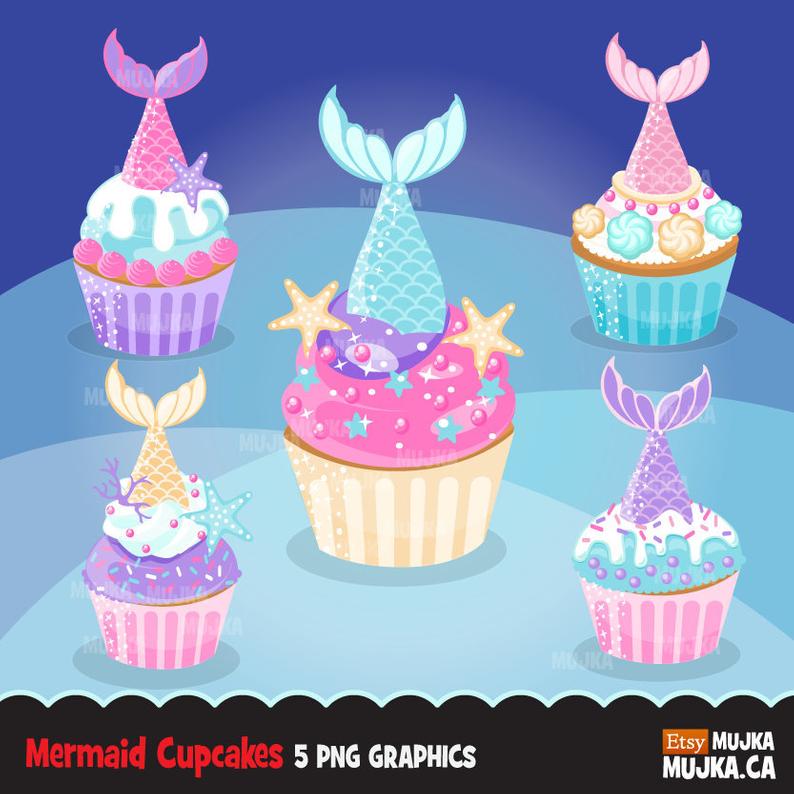 mermaid clipart cupcake