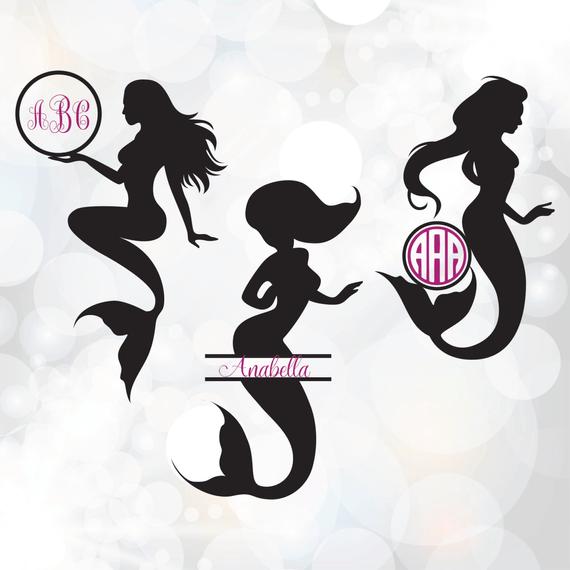 Svg frame circle for. Mermaid clipart monogram