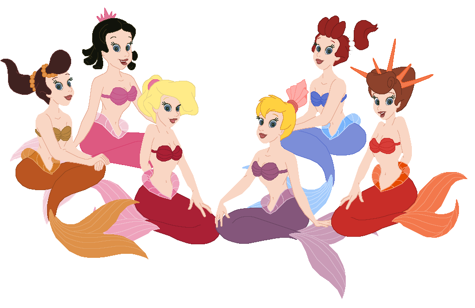 Little sisters clip art. Mermaid clipart retro