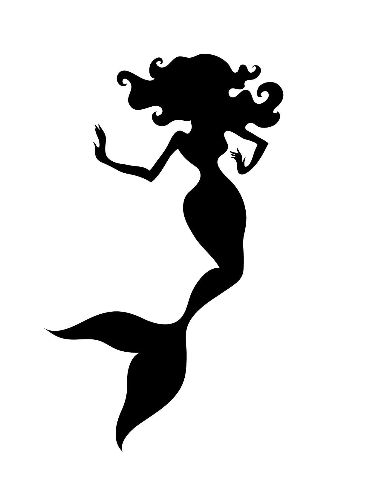 Mermaid clipart template. Swimming silhouette clip art