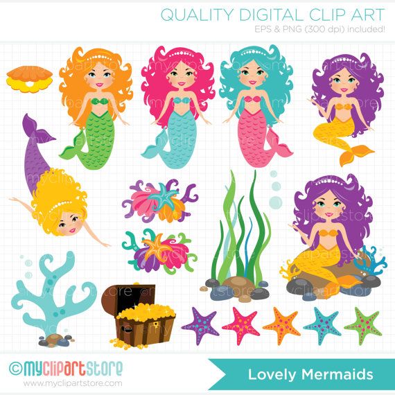  off sale mermaids. Mermaid clipart treasure