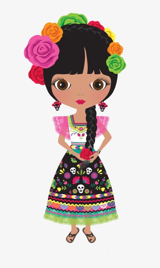 Mexico clipart dress mexican. Hand painted girl 