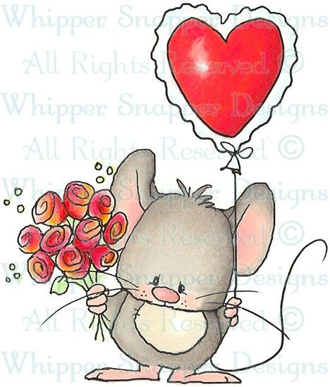 Mice animals rubber stamps. Mouse clipart valentine