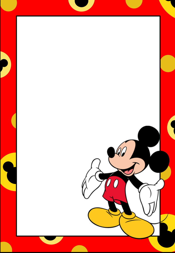Free printable frames invitations. Mickey clipart frame