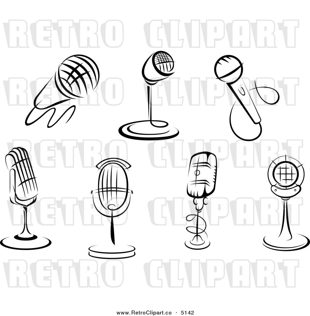 microphone clipart line art