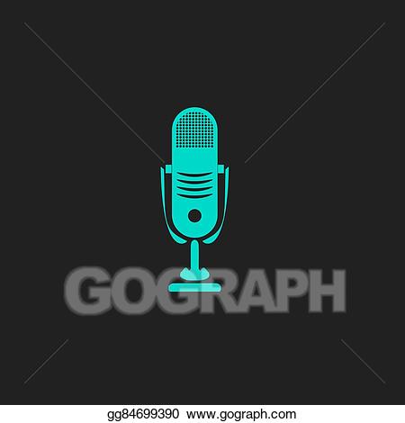 Microphone clipart modern. Eps vector simple retro
