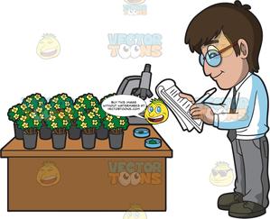 A male writing out. Microscope clipart botanist