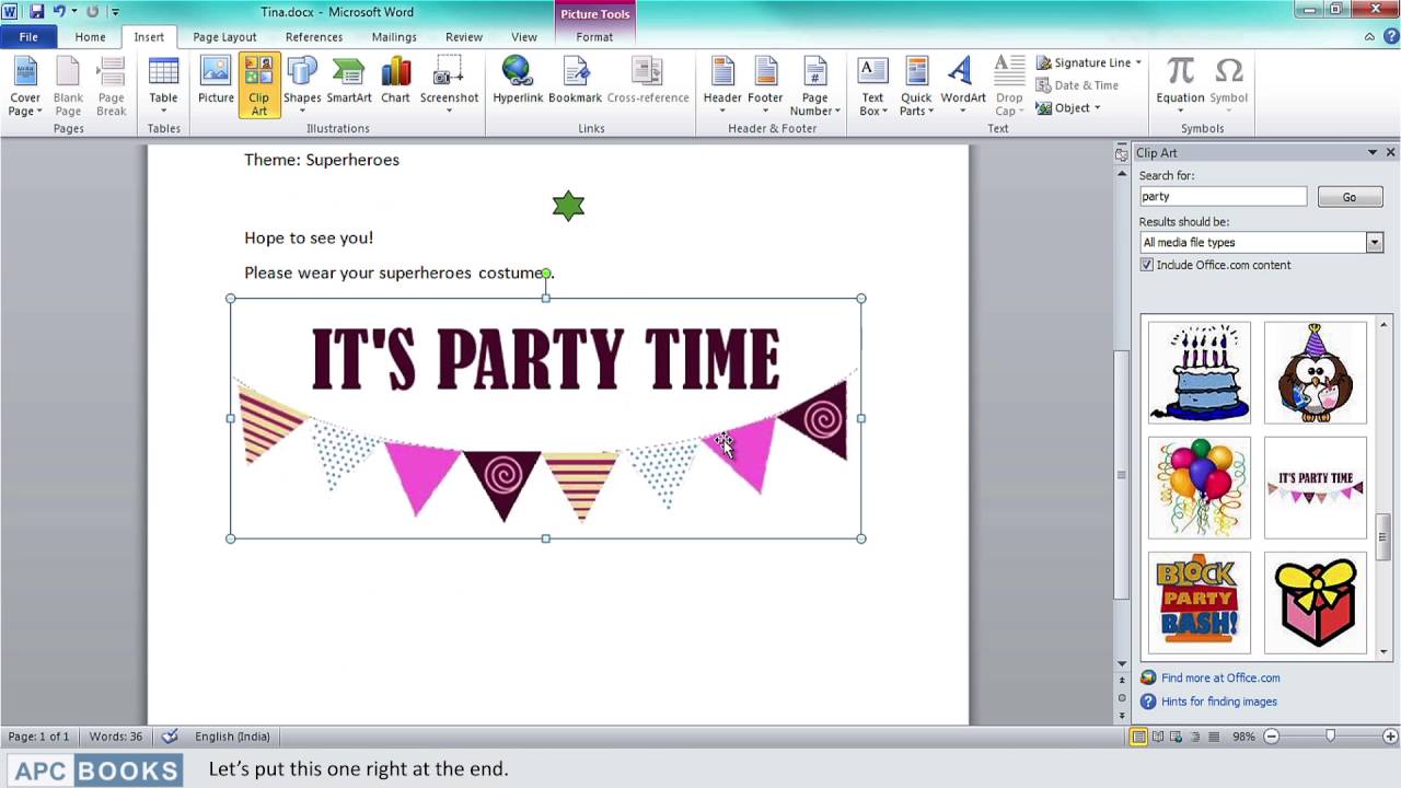 Inserting . Microsoft clipart word