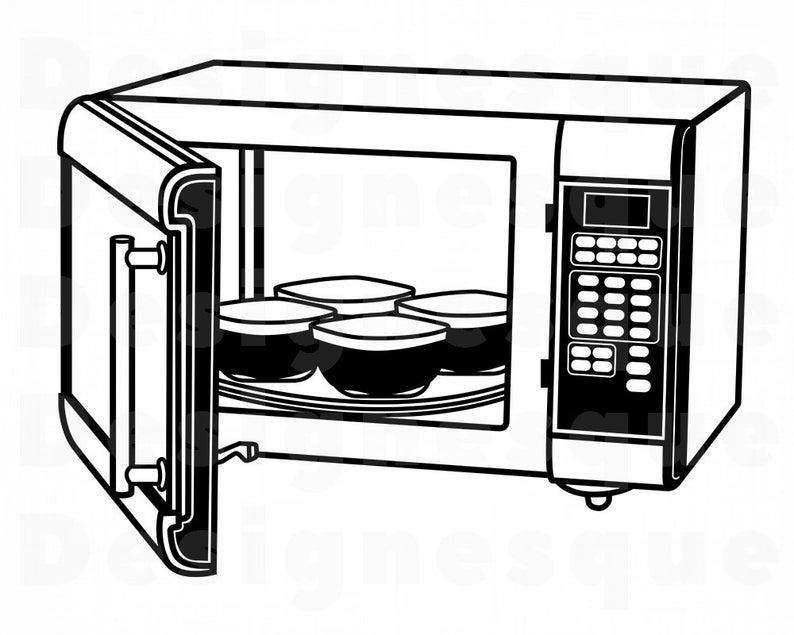 Microwave clipart black and white, Microwave black and white