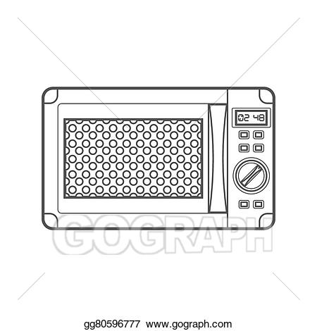 Microwave clipart outline. Vector illustration black oven