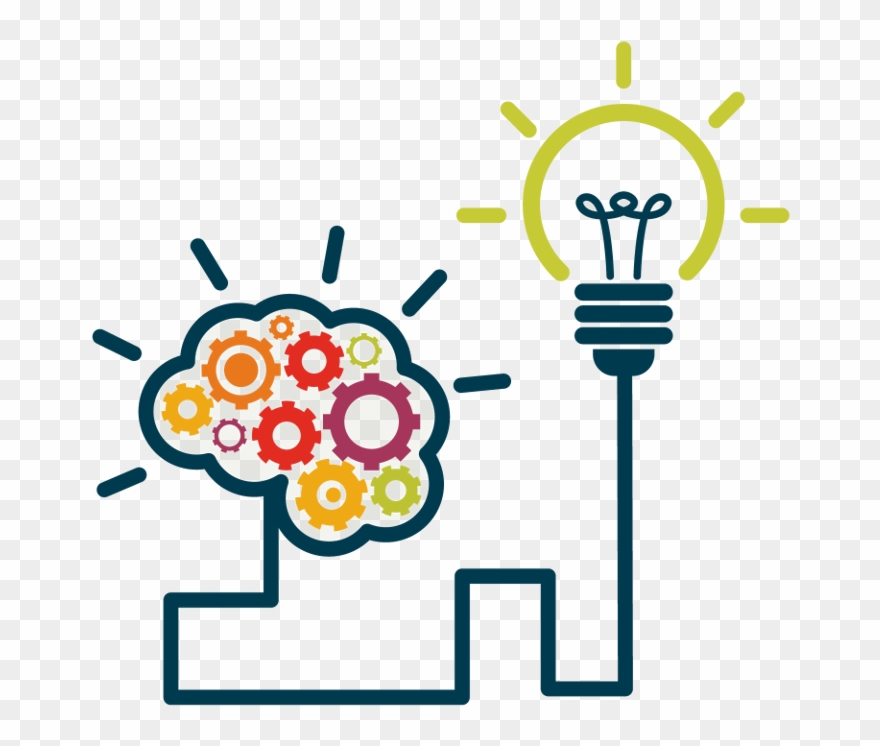 Brain connected with bulb. Mind clipart connection